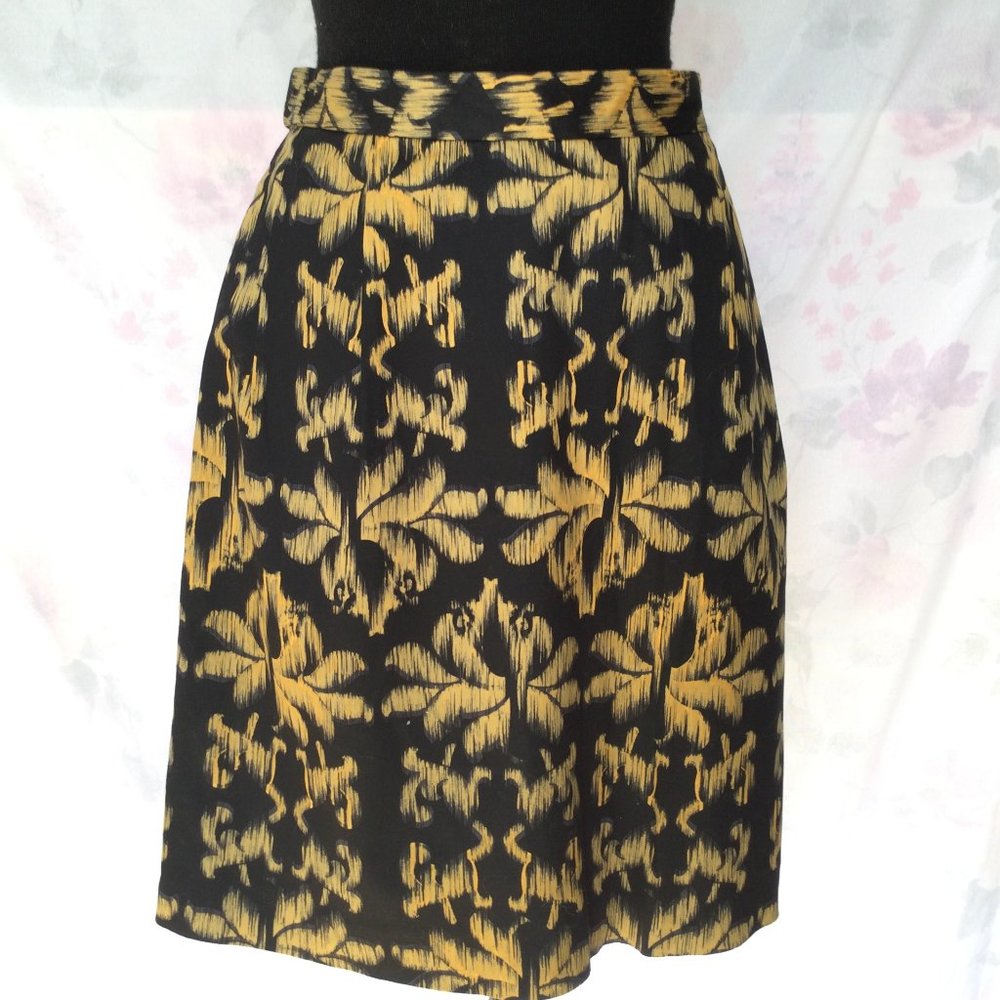 Joe Fresh 10 Cotton Lined Batik Yellow Black Skirt